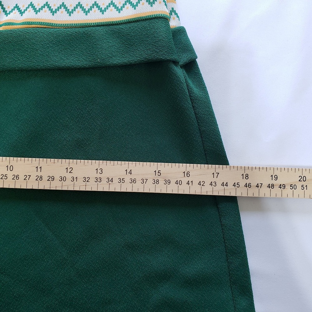 Vtg Sears Roebuck Girls Green Dress Zig Zag Teepee Pattern Drop Waist Sz 10 - Picture 13 of 13